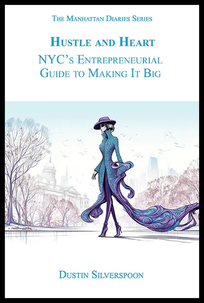 Front cover of “Hustle and Heart: NYC’s Entrepreneurial Guide to Making It Big,” featuring woman in park.